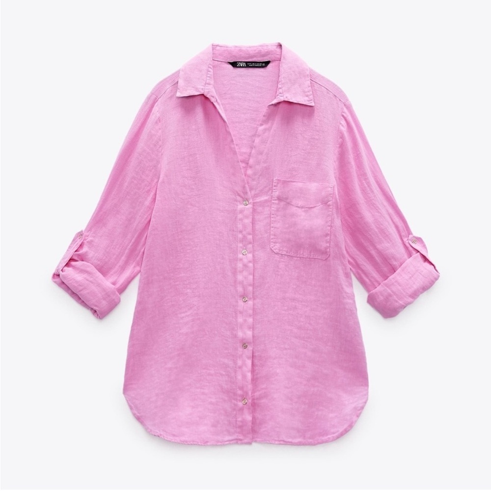 Zara Linen oversized button down shirt